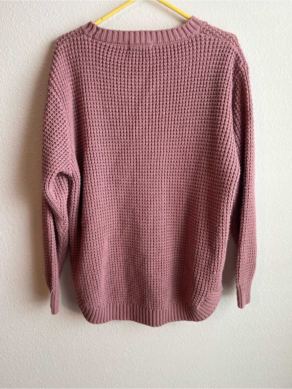 Zenana Outfitters Mauve Waffle Knit Crewneck Sweater - Picture 2 of 5